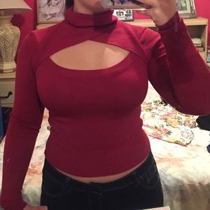 Turtleneck Long Sleeve Crop Top